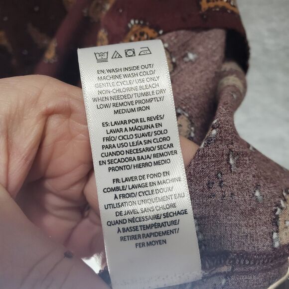 XXL Beachlunchlounge Paisley Alessi Babydoll Dress Tiered Knee Length Maroon - Picture 6 of 11